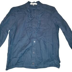Oxygen Blue Ruffled Blouse || Small